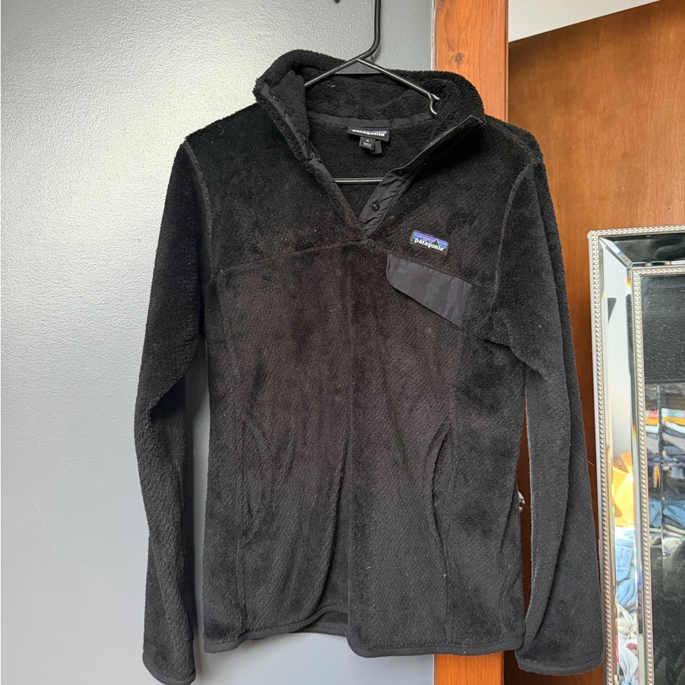 Patagonia Los Gatos Hooded Fleece Pullover Black Size Medium